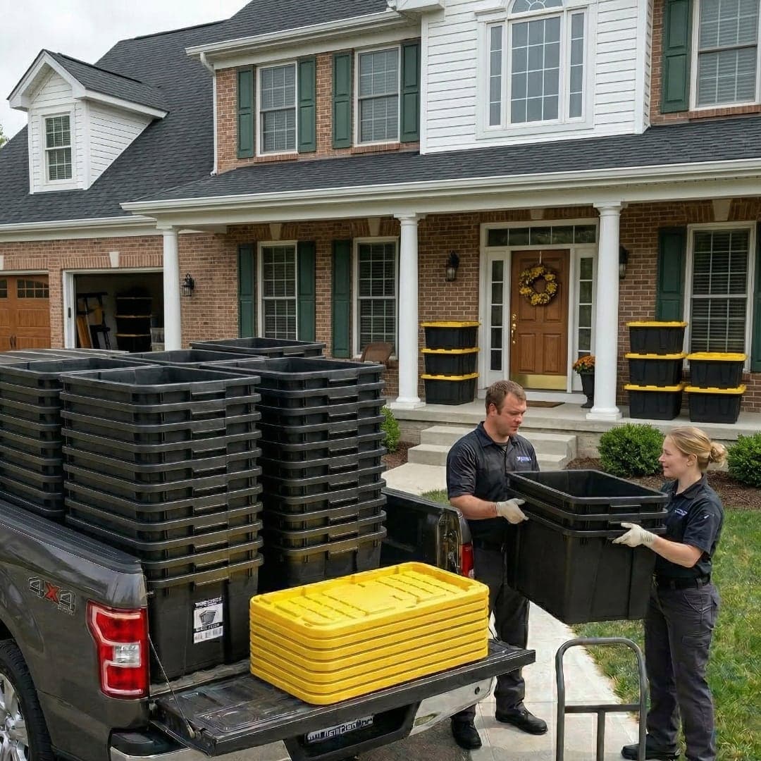 Delivery of moving totes to a home