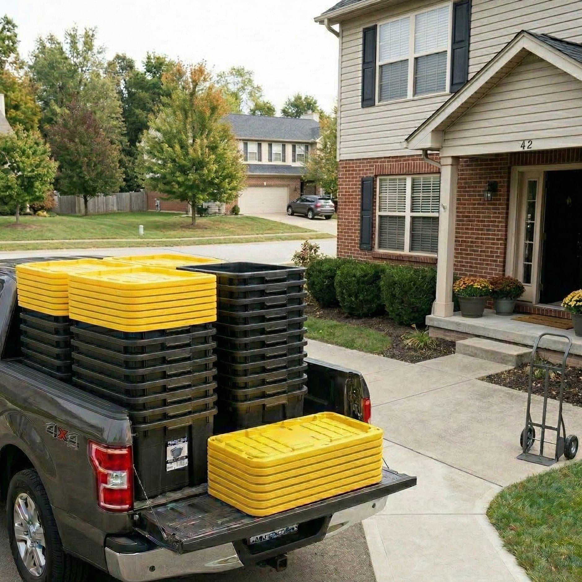 Totes being picked up after a move